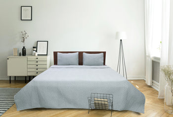 Solid Sateen Grey Cotton Quilt Set